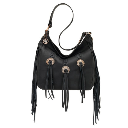 AMERICAN WEST Dream Catcher Slouch Zip Top Shoulder Bag - Black