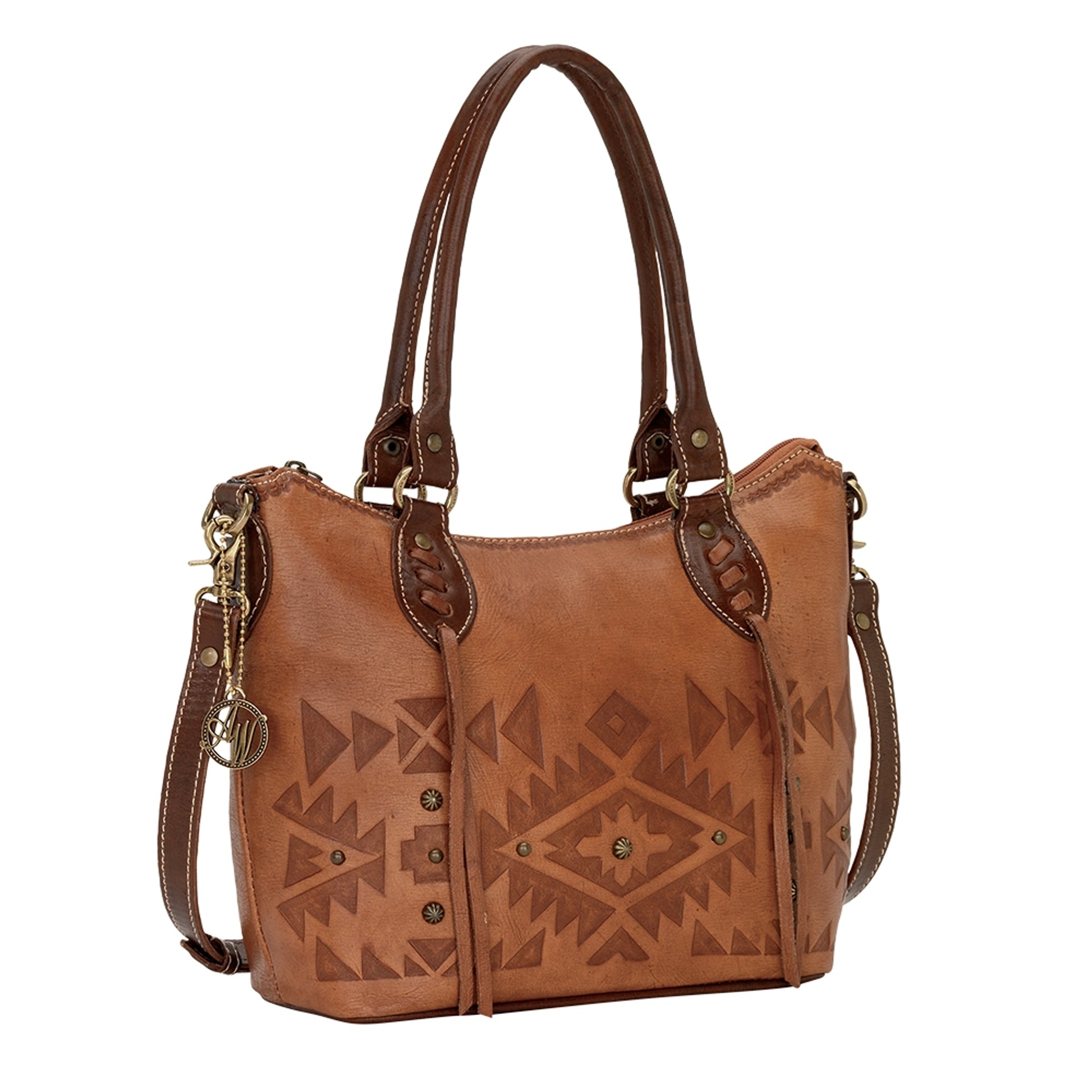AMERICAN WEST Mystic Shadow Convertible Zip Top Bucket Tote - Tan