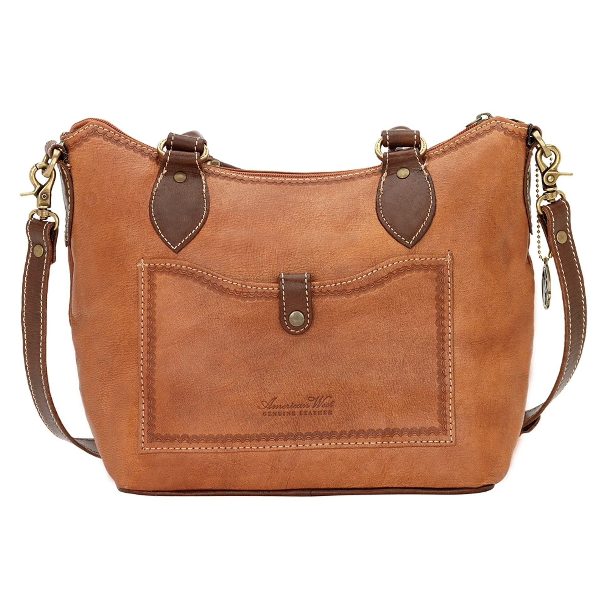 AMERICAN WEST Mystic Shadow Convertible Zip Top Bucket Tote - Tan