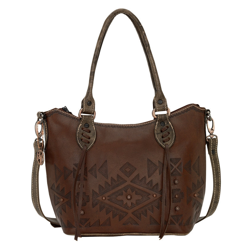 AMERICAN WEST Mystic Shadow Convertible Zip Top Bucket Tote - Chestnut Brown