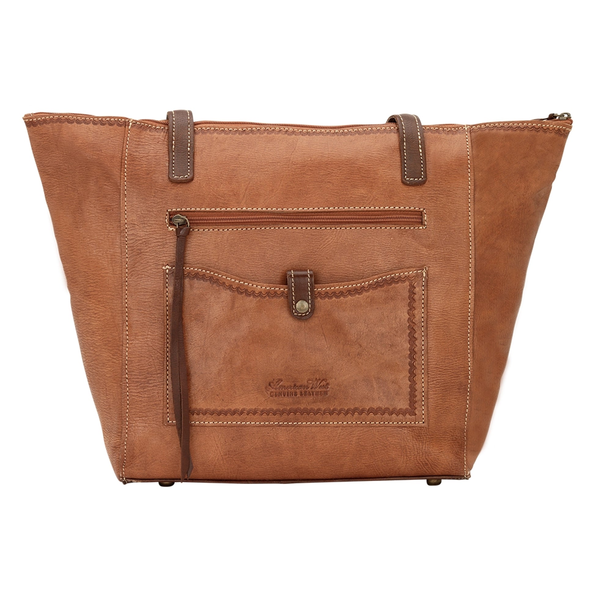 AMERICAN WEST Mystic Shadow Zip Top Bucket Tote - Tan