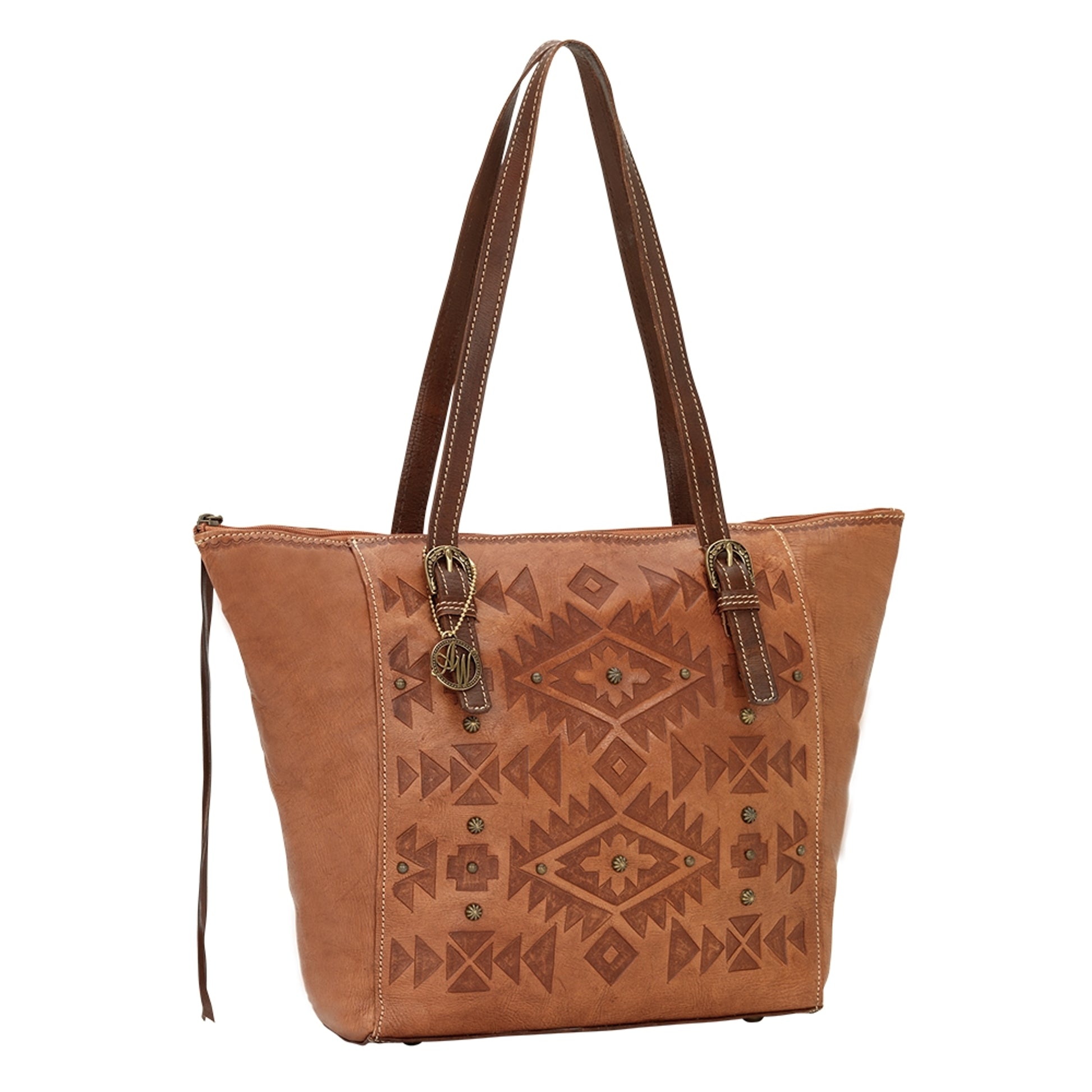 AMERICAN WEST Mystic Shadow Zip Top Bucket Tote - Tan