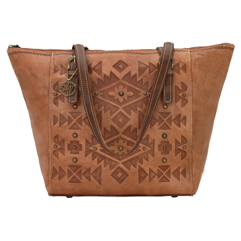 AMERICAN WEST Mystic Shadow Zip Top Bucket Tote - Tan
