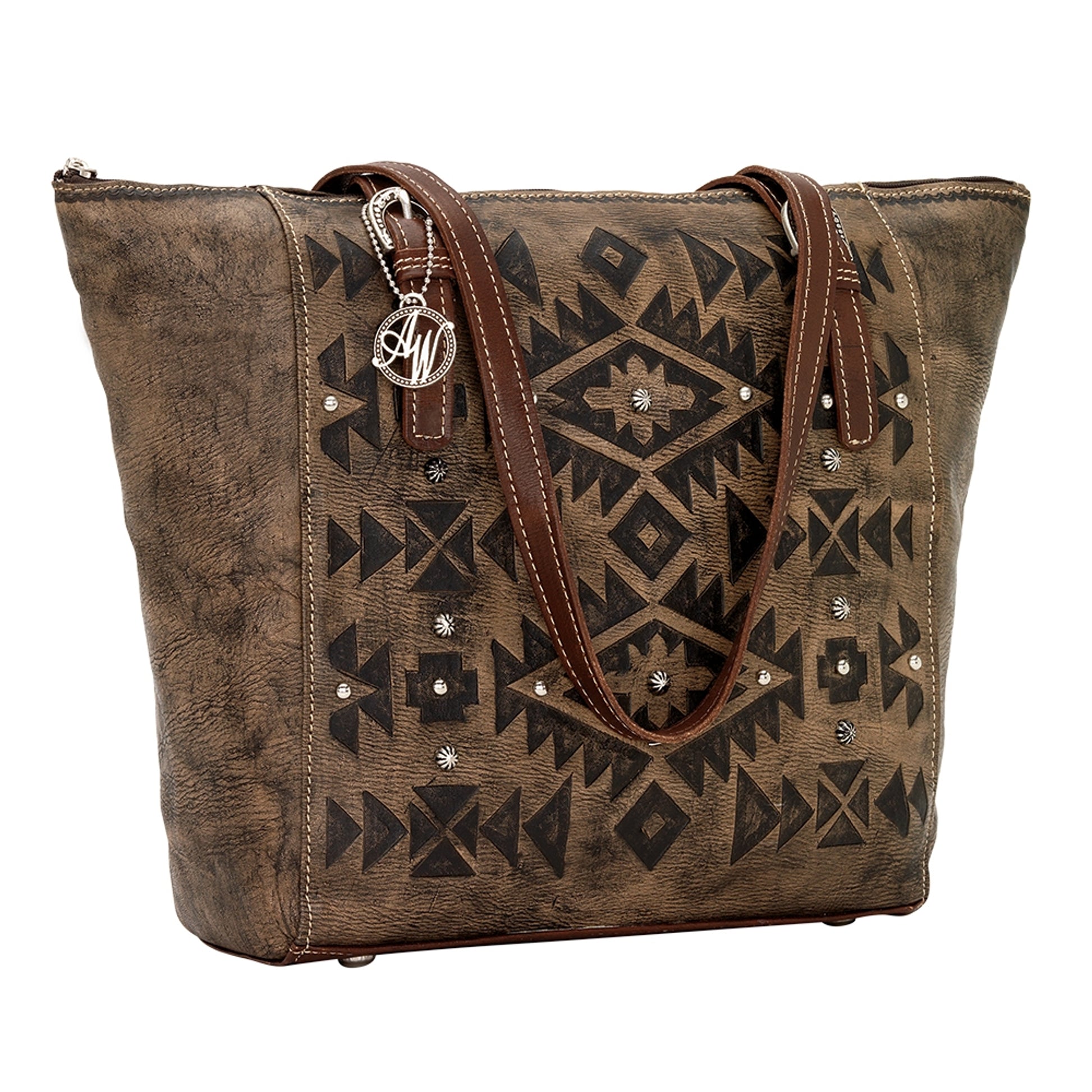 AMERICAN WEST Mystic Shadow Zip Top Bucket Tote - Tan