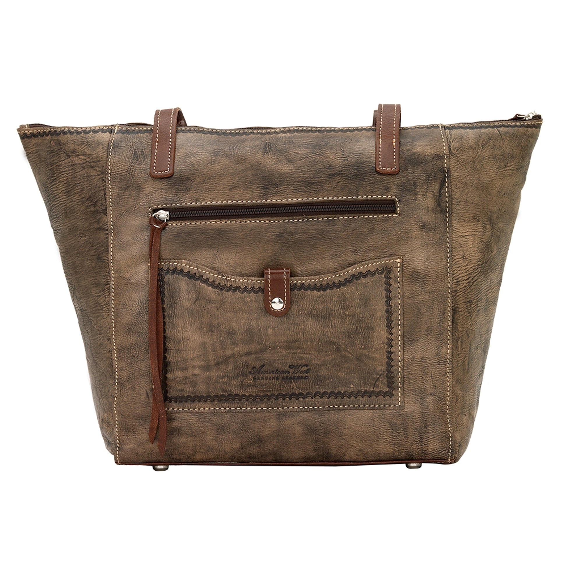 AMERICAN WEST Mystic Shadow Zip Top Bucket Tote - Tan