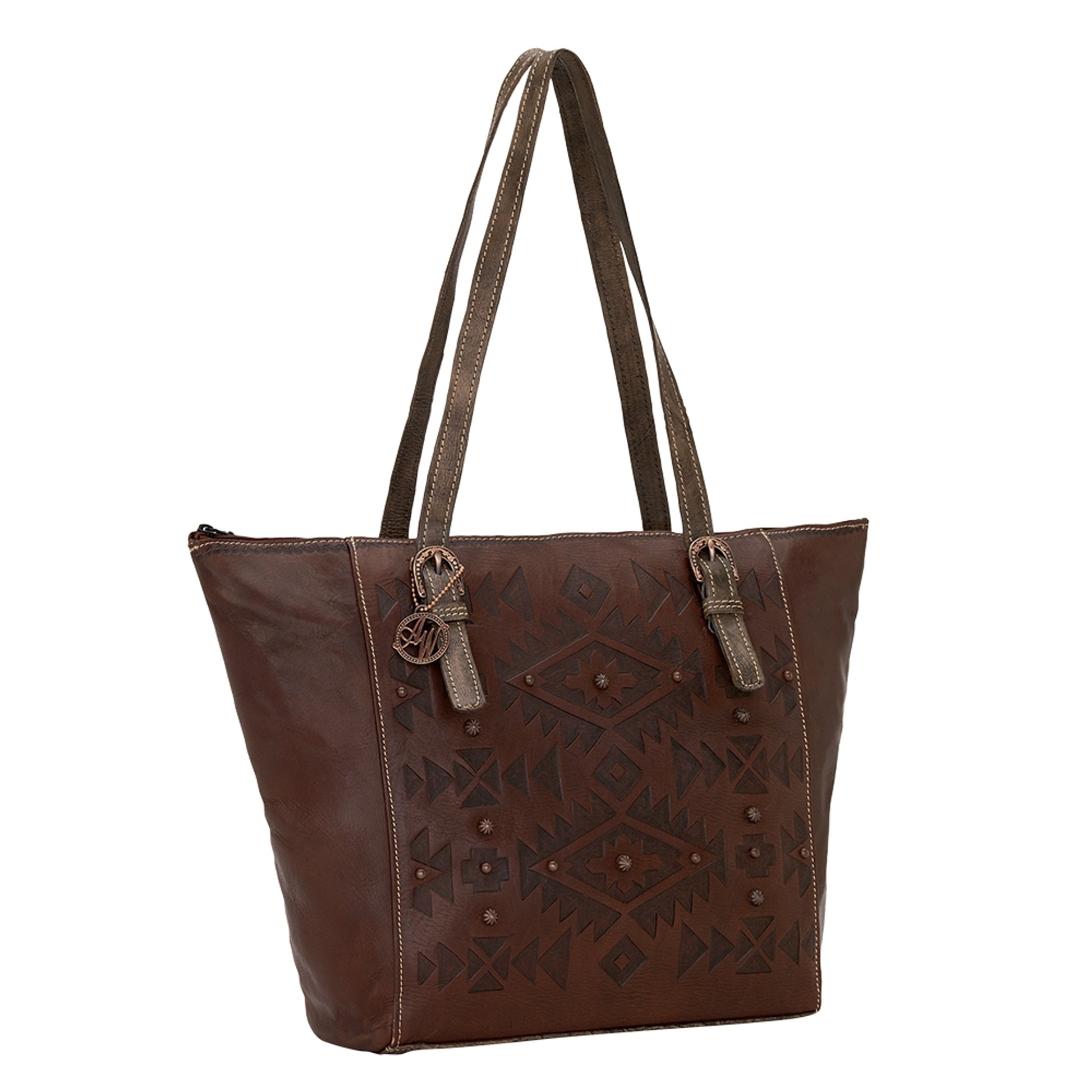 AMERICAN WEST Mystic Shadow Zip Top Bucket Tote - Tan