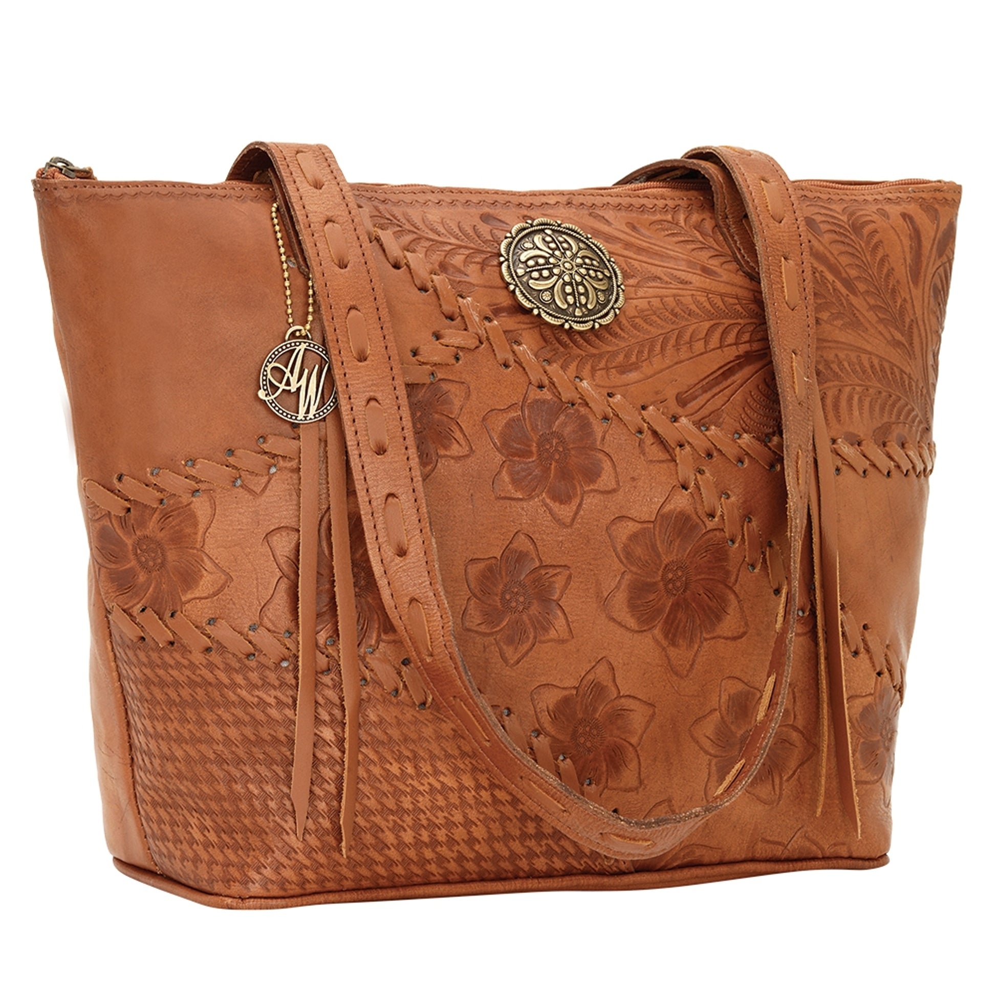 AMERICAN WEST Soho Groove Zip Top Bucket Tote - Tan