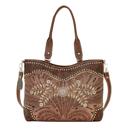 AMERICAN WEST Woodland Bloom Zip Top Convertible Tote - Chestnut Brown
