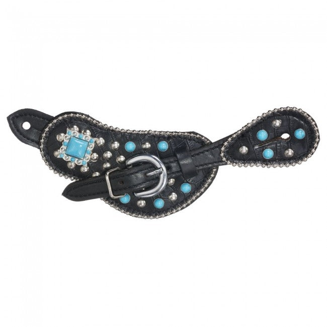Tough-1 Starlight Collection Spur Strap With Turquoise Cross Conchos