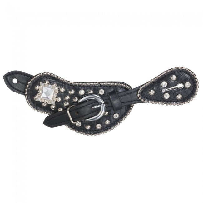 Tough-1 Starlight Collection Spur Strap With Square Crystal Conchos