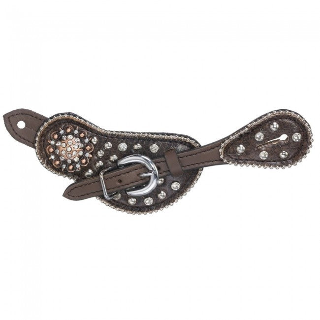 Tough-1 Starlight Collection Spur Strap With Crystal Copper Conchos