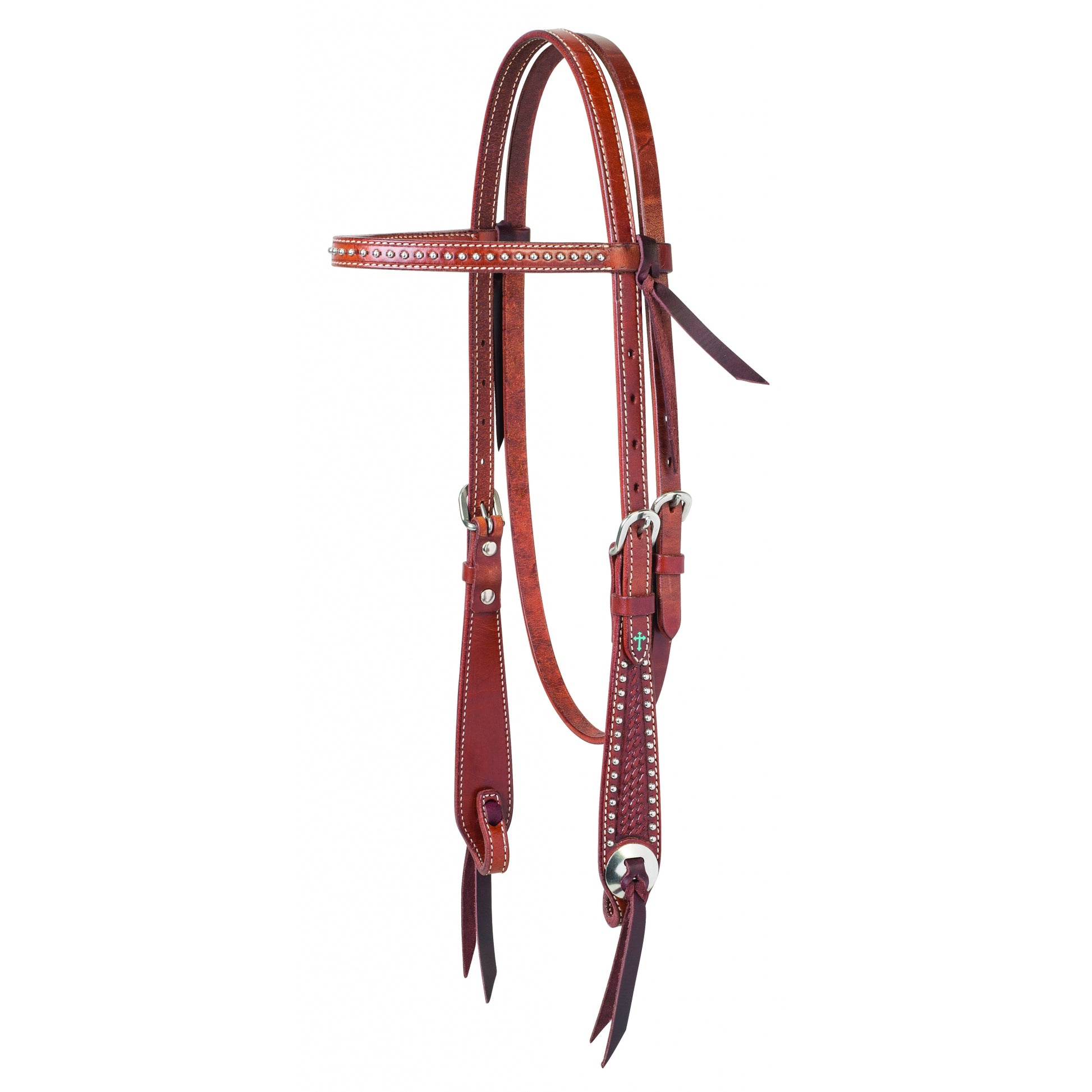 Weaver Turquoise Cross Basketweave Tooled Browband Headstall