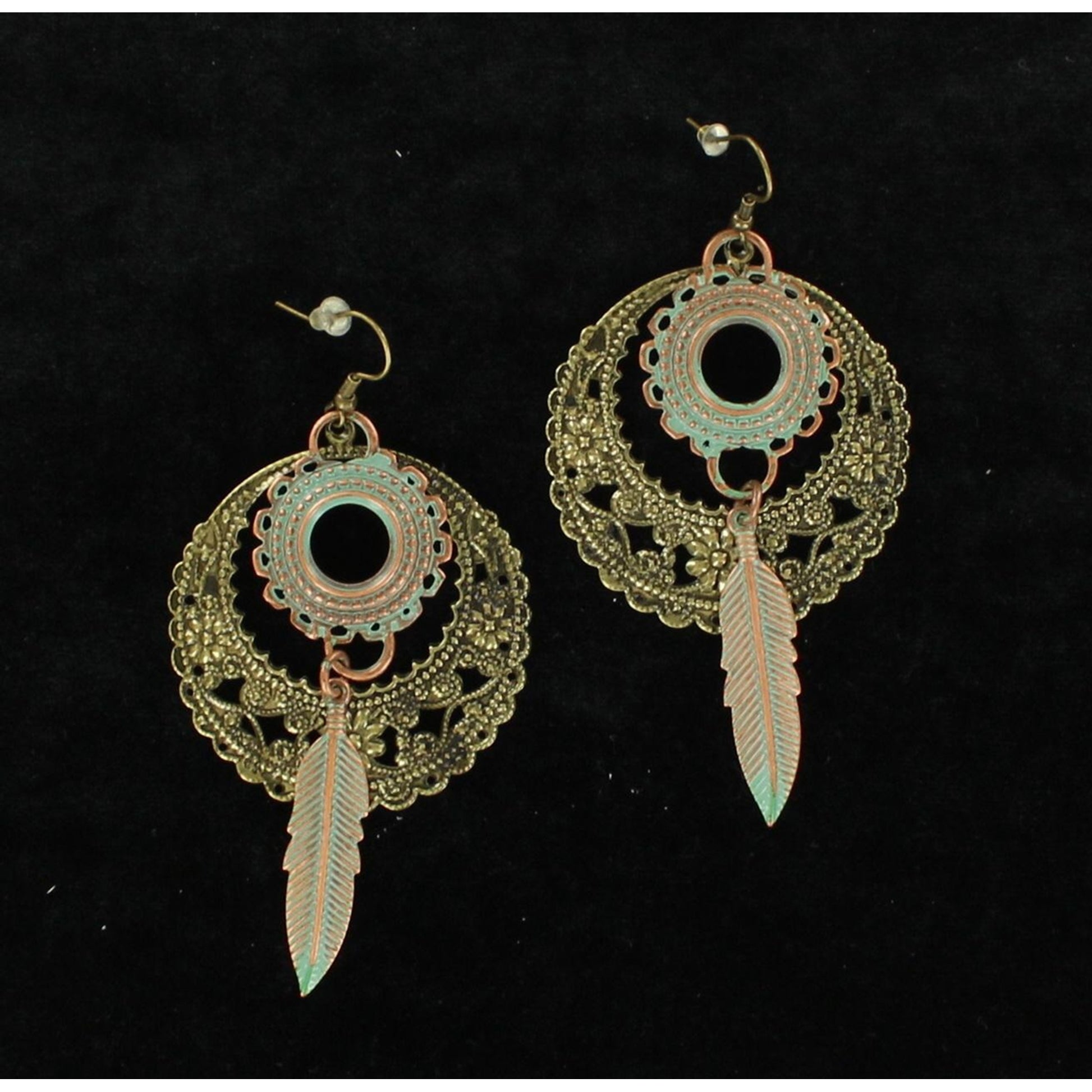 Blazin Roxx Feather Disc Earrings