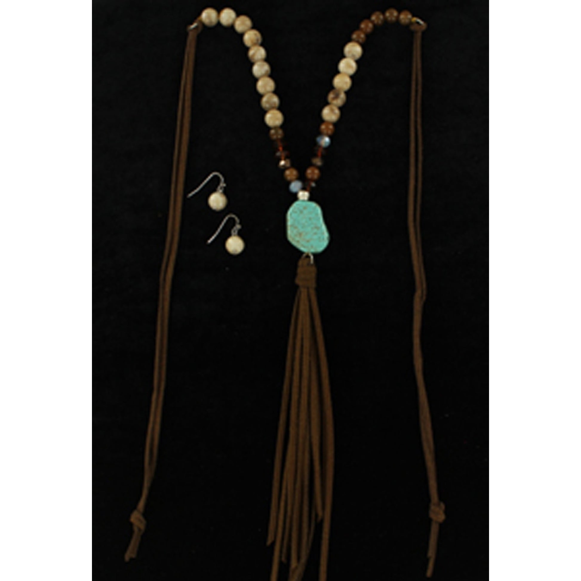 Blazin Roxx Stone Beads Fringe Jewelry Set