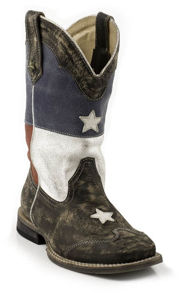 Roper Kids Texas Star Flag Square Toe Western Boots