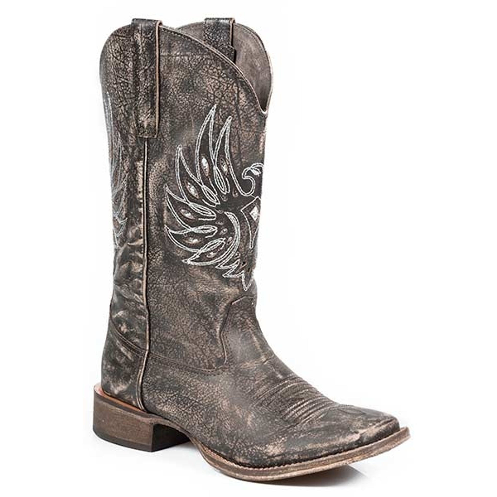 Roper Ladies Metallic Eagle Wings Wide Square Toe Western Boot
