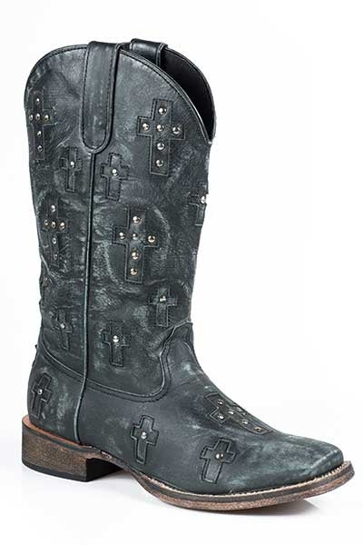 Roper Ladies Bling Cross Wide Square Toe Western Boot