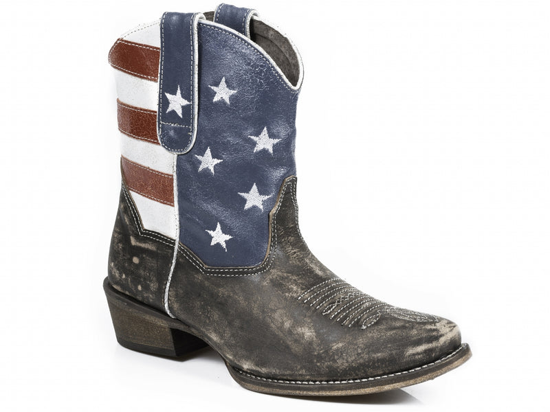Roper Ladies American Beauty Flag Snip Toe Ankle Boots
