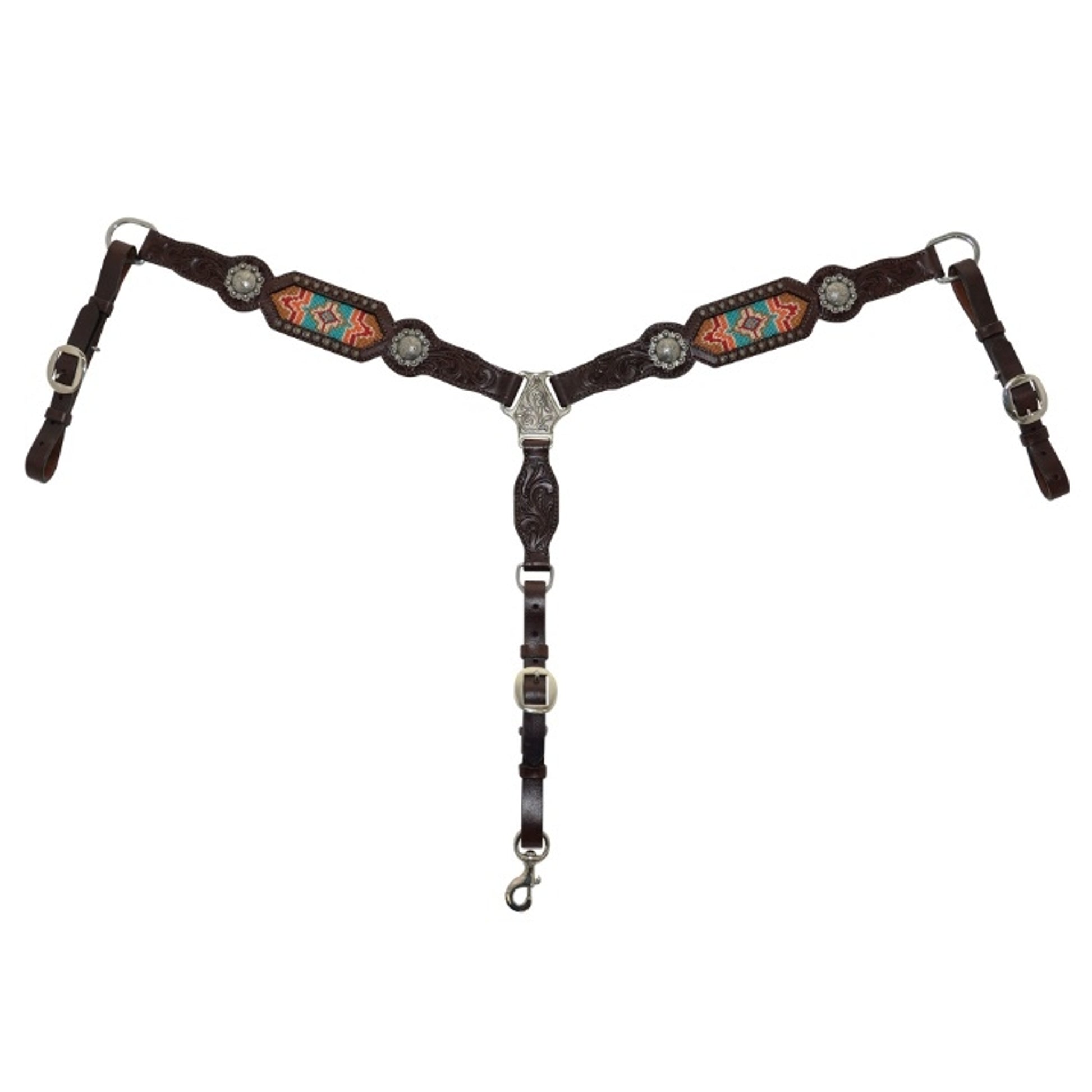Circle Y Bead Inlay Floral Concho Breast Collar