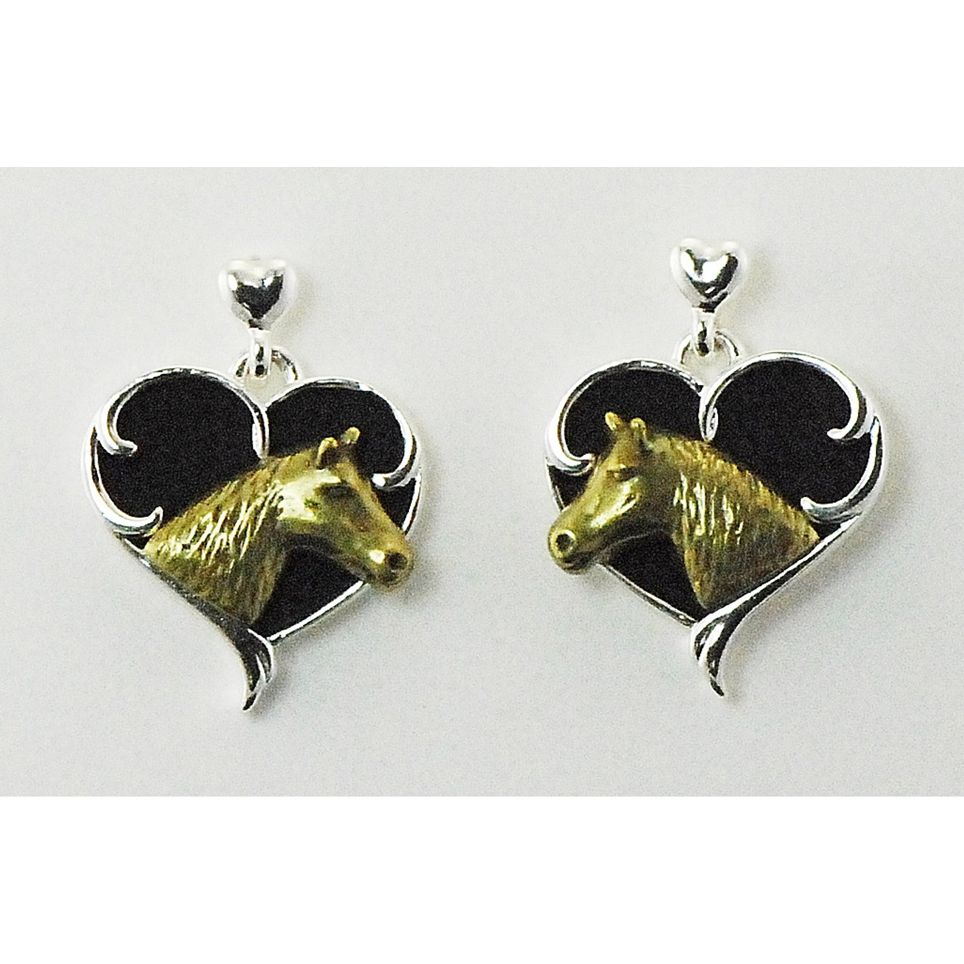 Western Edge Heart Horsehead Earrings