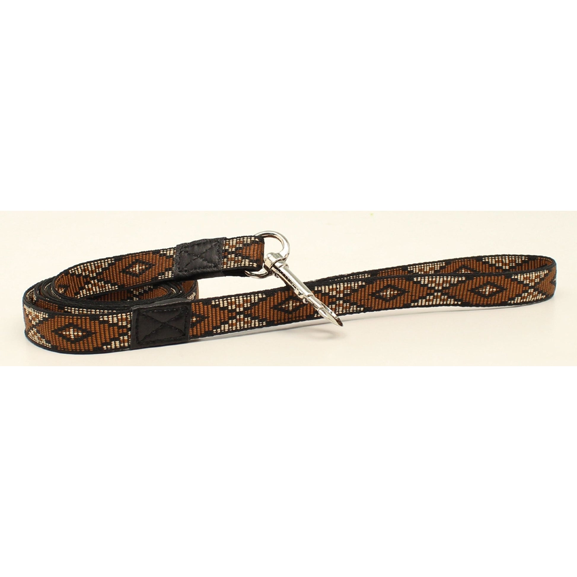 DBL Barrel Woven Ribbon Long Diamond Dog Leash - Brown