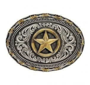 Montana Silversmiths Rope & Barb Wire Impressions Lone Star Attitude Buckle