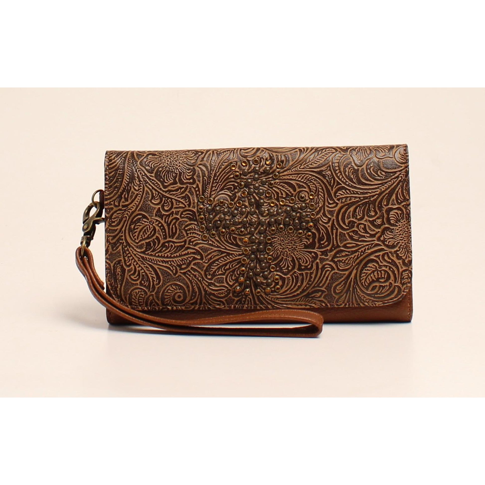 Nocona Nina Embossed Nailhead Studded Cross Clutch