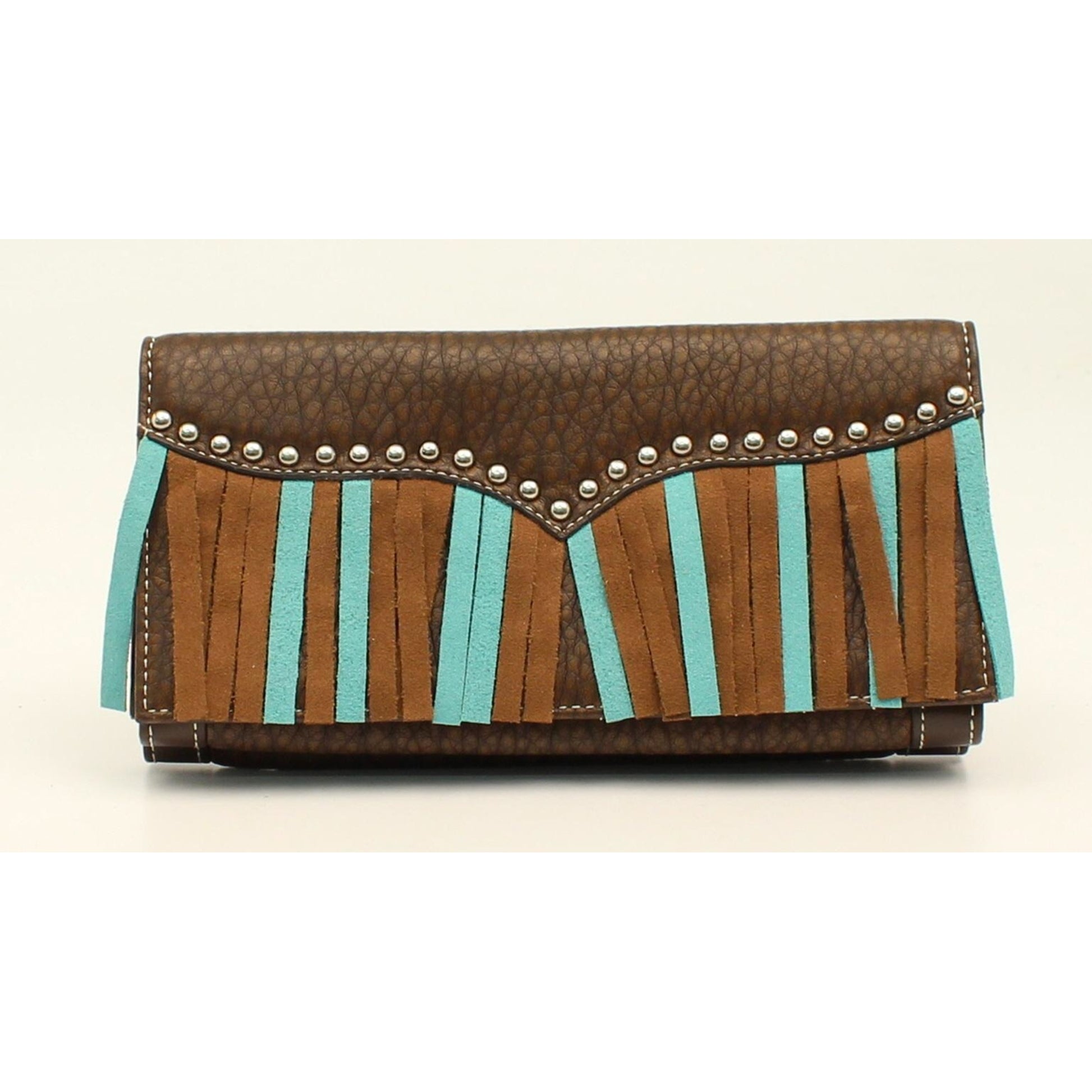 Nocona Jolie Nailhead And Fringe Flip Over Wallet