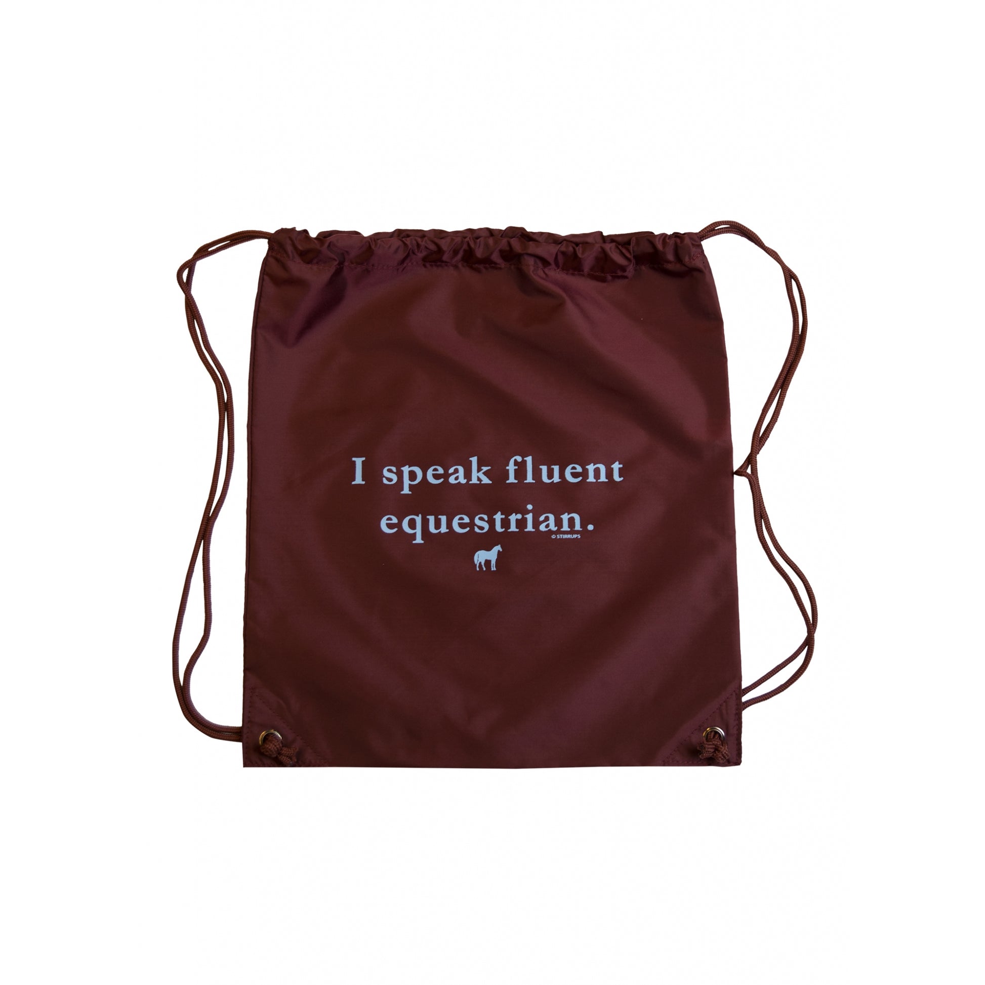 Stirrups I Speak Fluent Equestrian Cinch Backpack