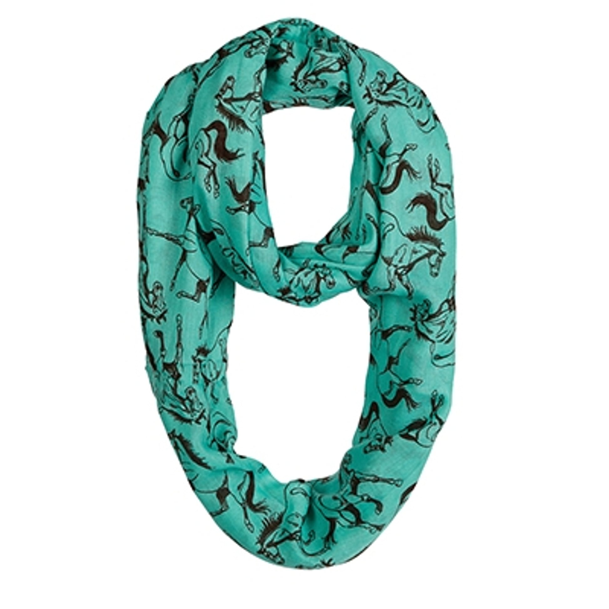 Textured Linear Horses Infinity Scarf - Ladies