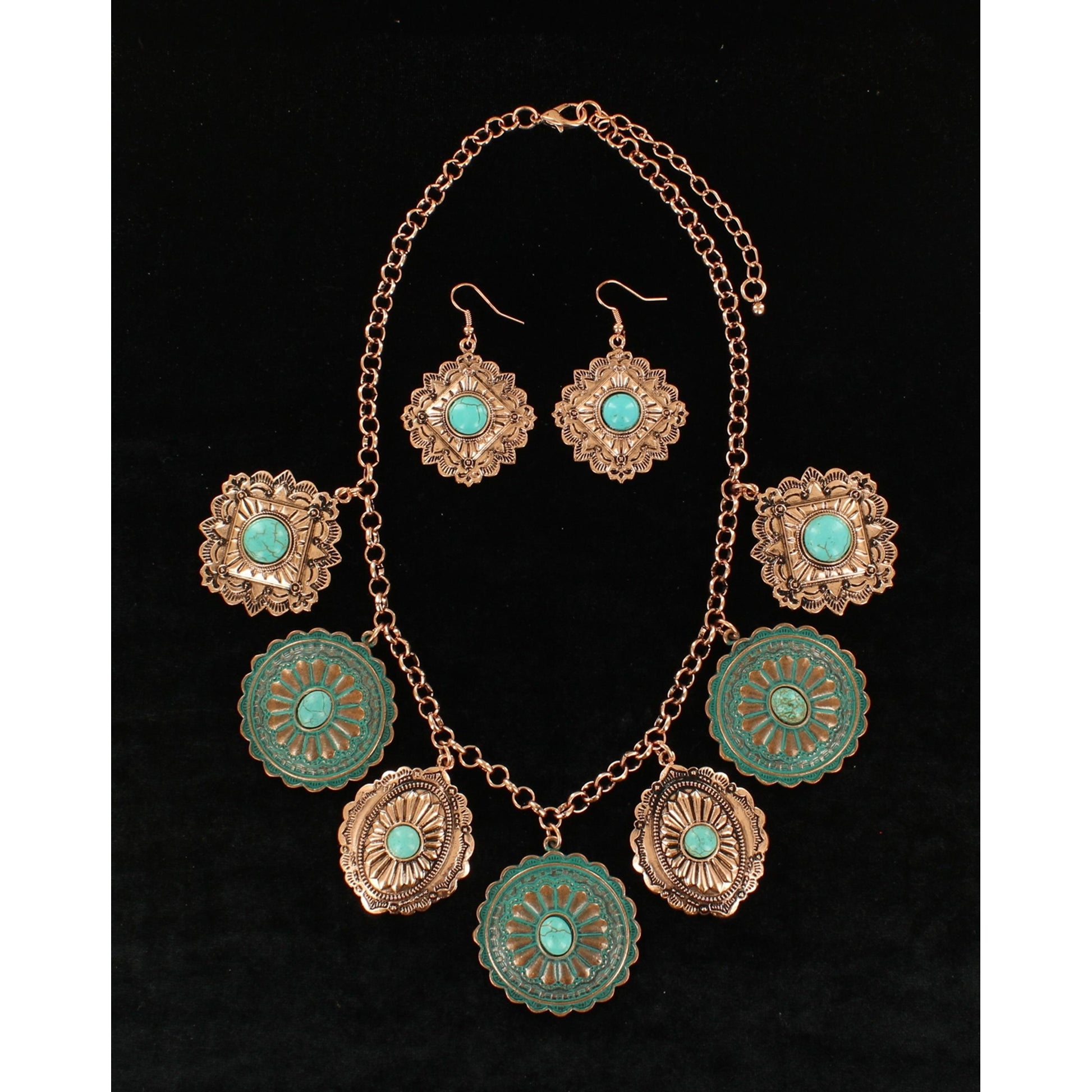 Blazin Roxx Western Concho Disc Necklace And Earrings Set