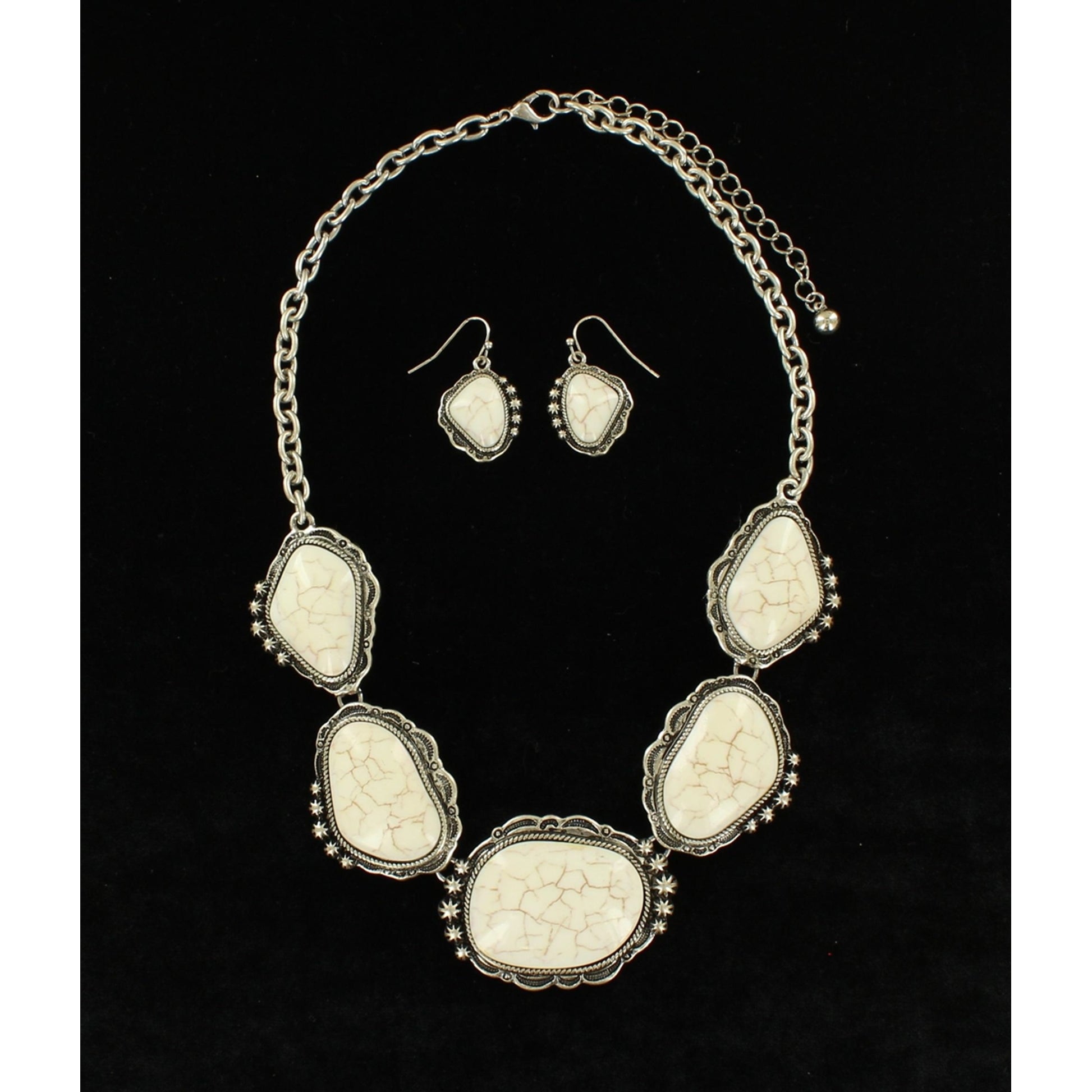 Blazin Roxx Cluster Stone Earrings And Necklace Set