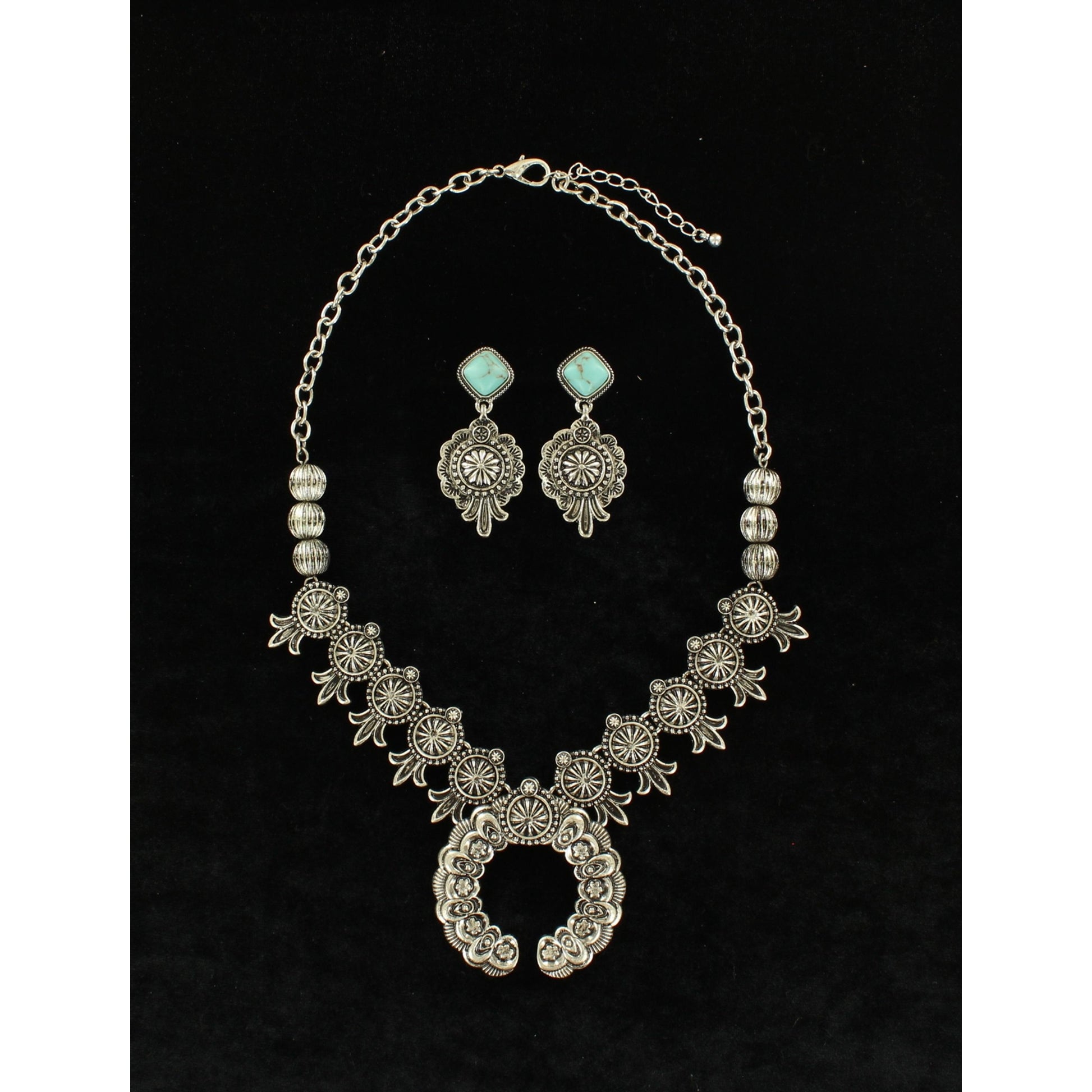 Blazin Roxx Dainty Squash Blossom Necklace And Earrings Set