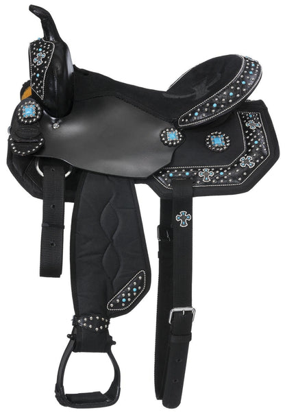 Eclipse by Tough-1 Starlight Collection Turquoise Cross Concho Trail Saddle