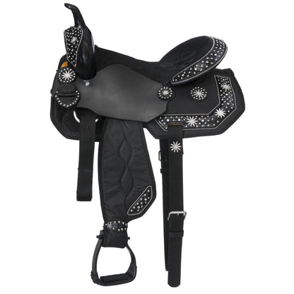 Eclipse by Tough-1 Starlight Collection Spur Rowel Concho Miniature Trail Saddle