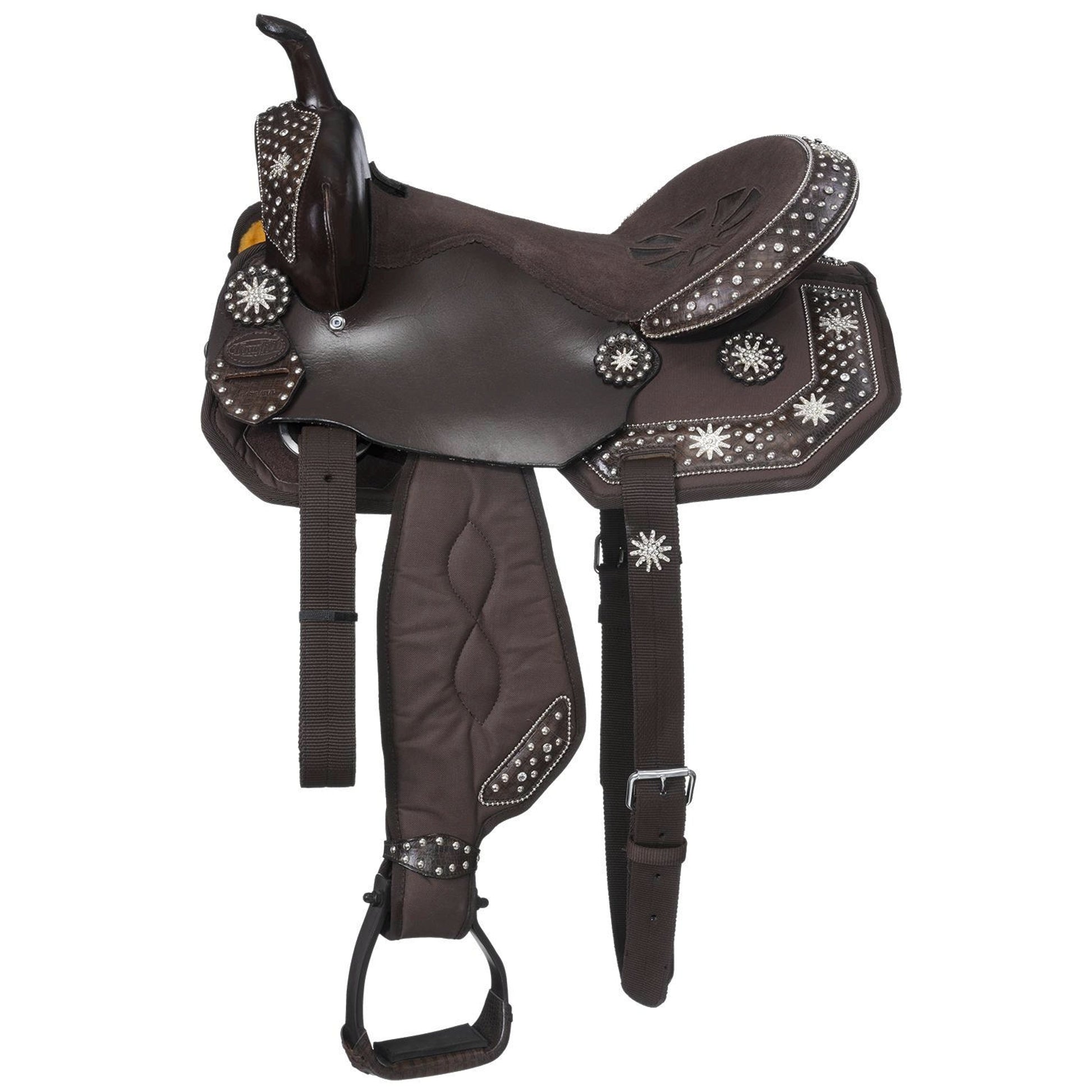 Eclipse by Tough-1 Starlight Collection Spur Rowel Concho Miniature Trail Saddle
