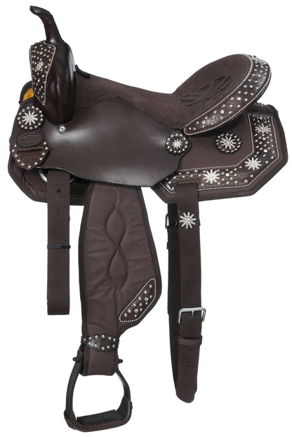Eclipse by Tough-1 Starlight Collection Spur Rowel Concho Miniature Trail Saddle