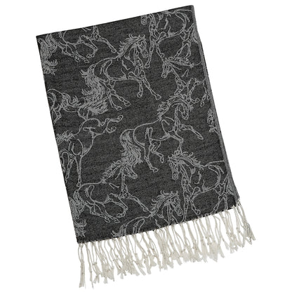 "Lila" Linear Horse Pashmina Scarf