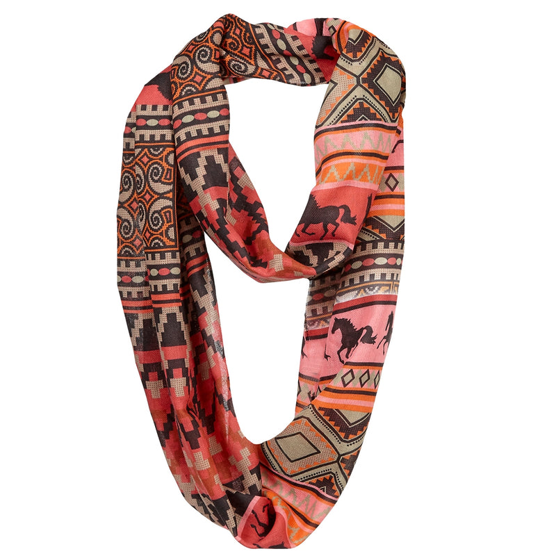 Lila Blakeslee Ladies Silhouette Horses Southwestern Infinity Scarf