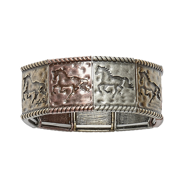 Mixed Metal Galloping Horse Bracelet