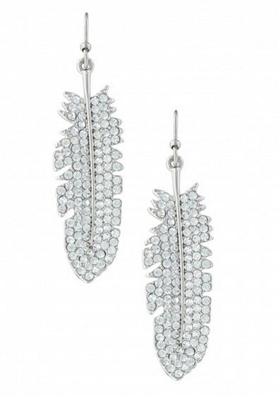 Montana Silversmiths Glittered Feather Cubic Zirconia Earrings