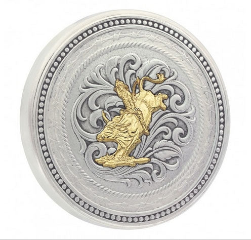 Montana Silversmiths New Traditions Bead Stars Barbwire And Bull Rider Snuff Lid