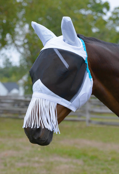 Shires FlyGuard Pro Fine Mesh Fly Mask with Ears & Nose Fringe