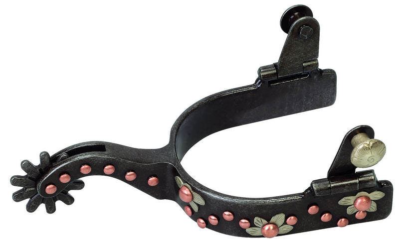 Weaver Ladies German Silver Floral Trim And Copper Dots Spur