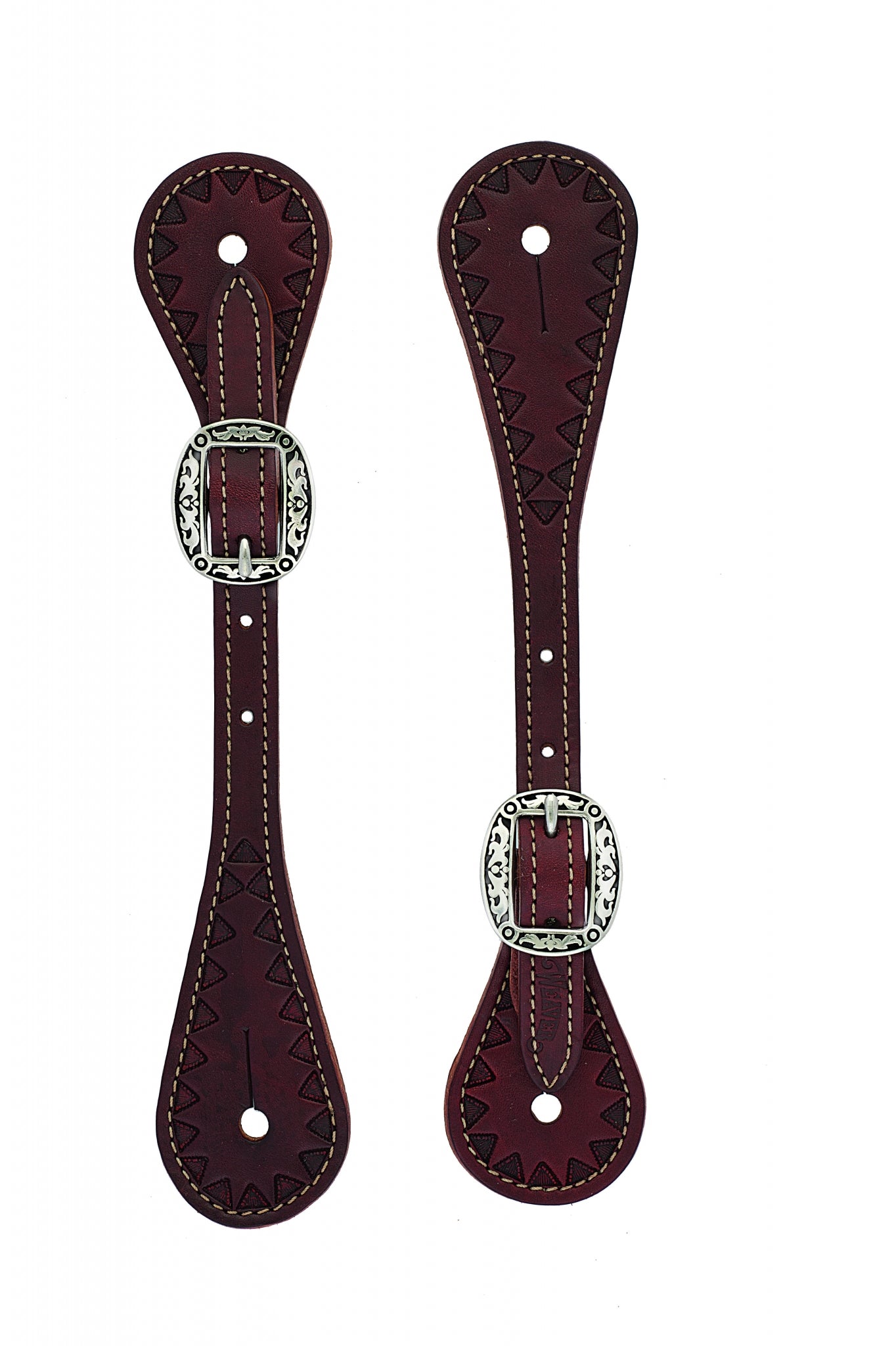 Weaver Youth Hand Tooled Triangle Border Spur Straps– HorseLoverZ
