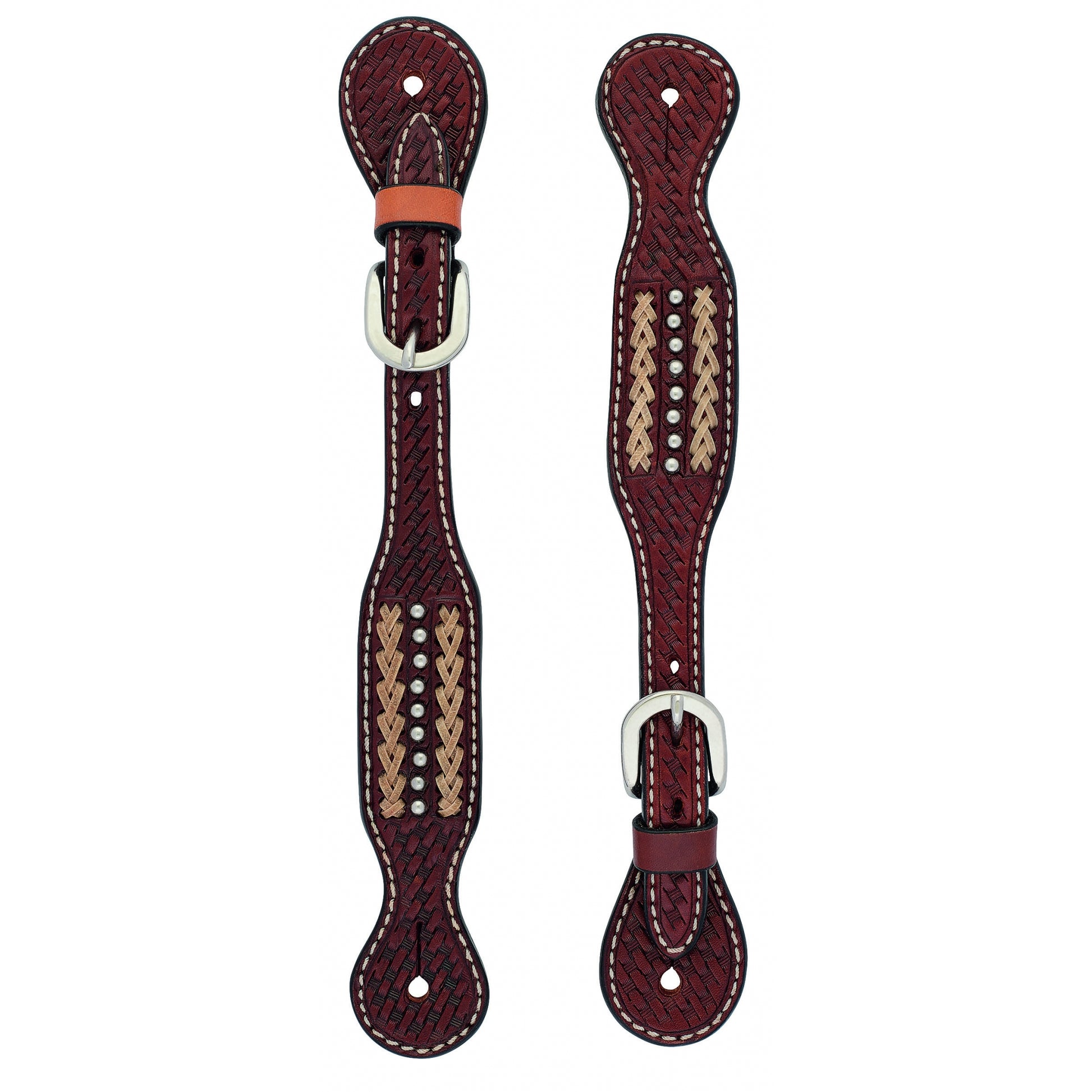 Weaver Ladies Cross Basketweave Rawhide Accent Spur Straps