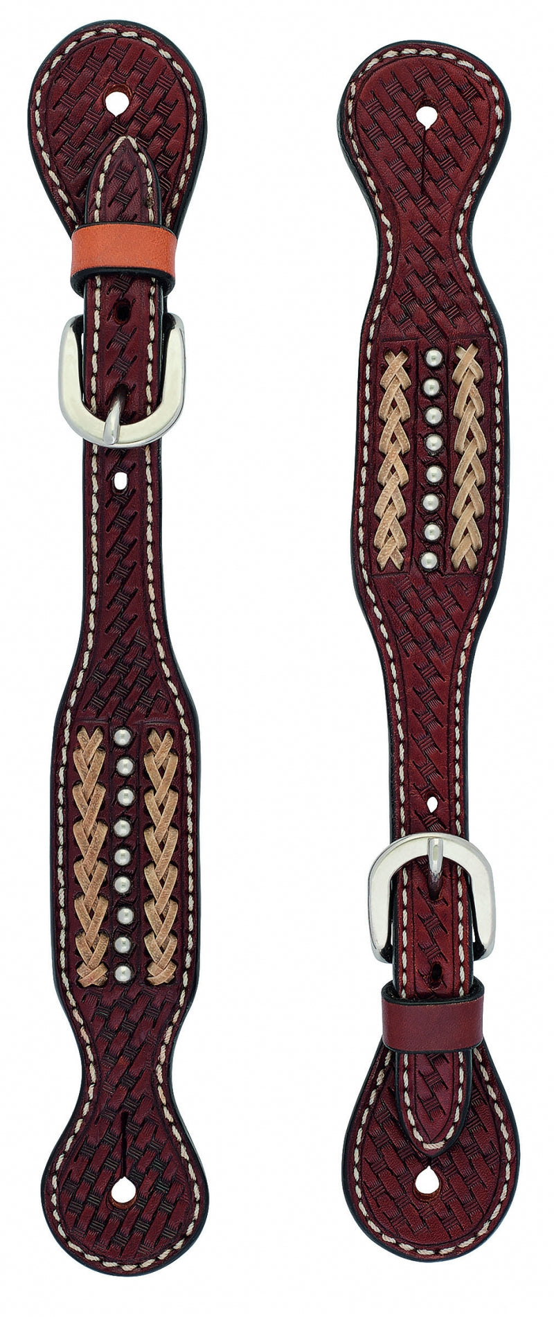 Weaver Ladies Cross Basketweave Rawhide Accent Spur Straps