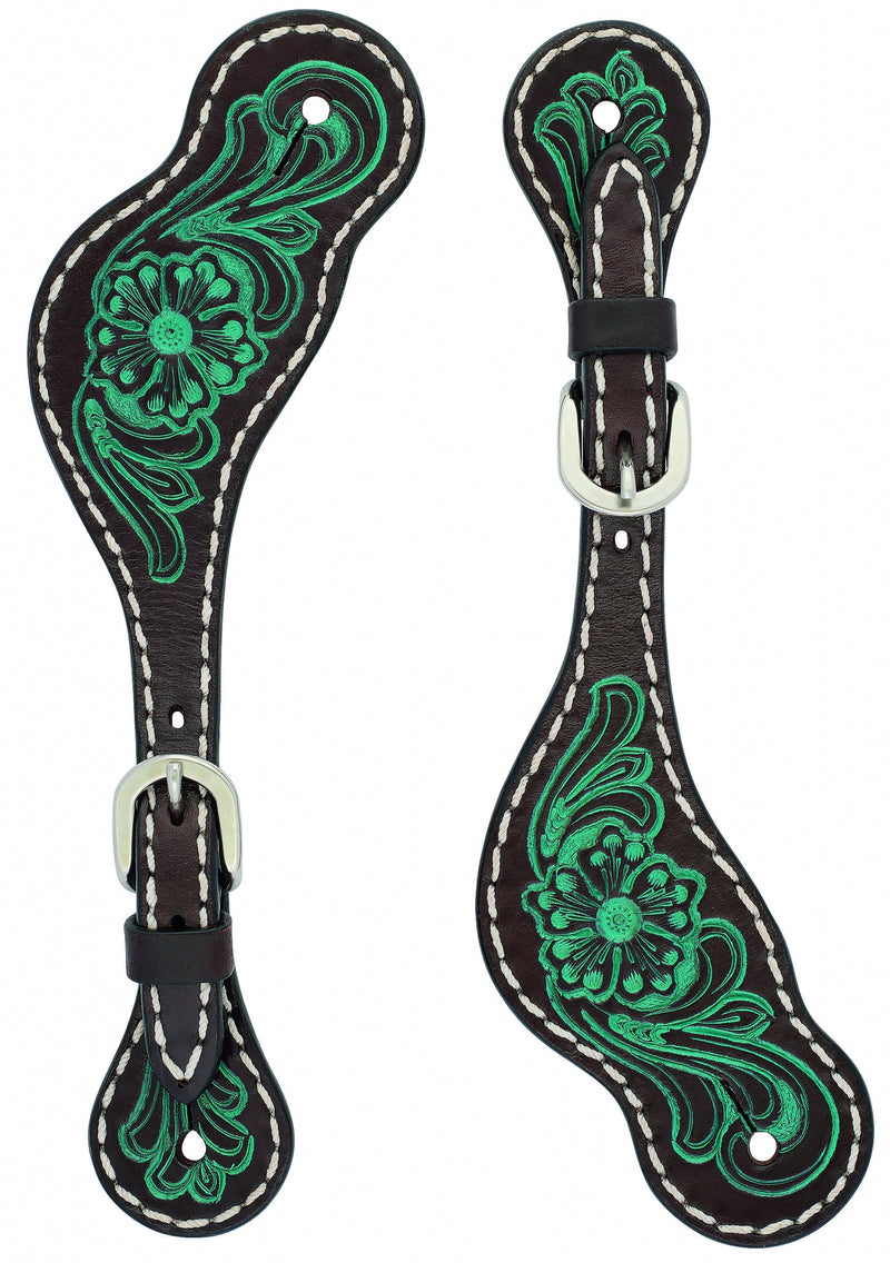 Weaver Ladies Cross Carved Flower Spur Straps