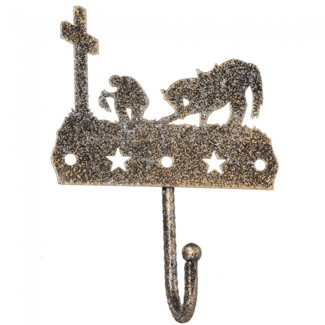 Tough-1 Single Hook With Equine Motif And Glitter Finish - Cowboy Prayer
