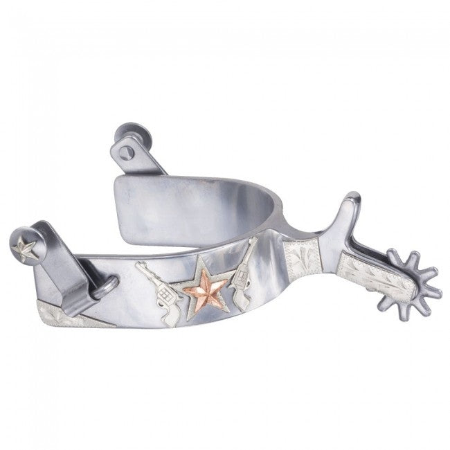 Tough-1 Sweet Iron Spurs With Gun & Star Design